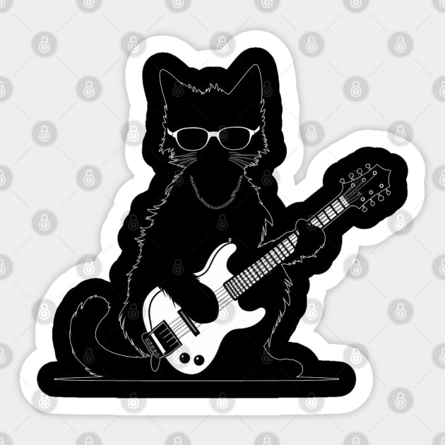 Cat playing guitar Sticker by Onceer